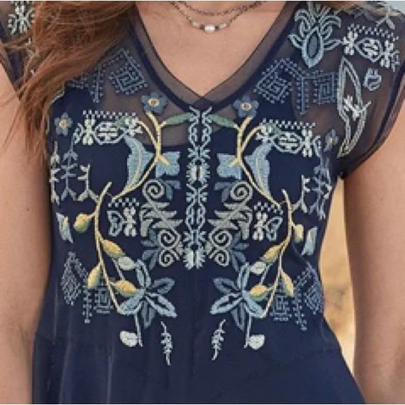 Johnny Was Midnight Blue Floral Maxi Dress - Picture 4 of 7